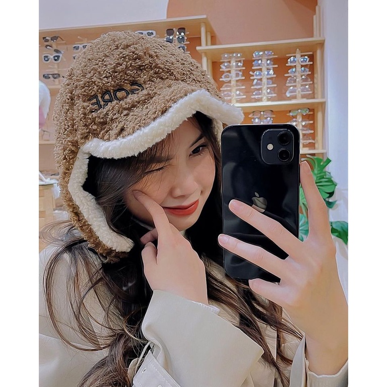Mũ lông chữ GORE dây cài xinh xắn leuleu.accessorize
