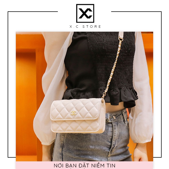 [RẺ NHẤT SHOPEE] Túi đeo chéo CN dây xích nữ XC-029, họa tiết Trầm Trám MONBAGS, kiểu dáng công sở sang chảnh