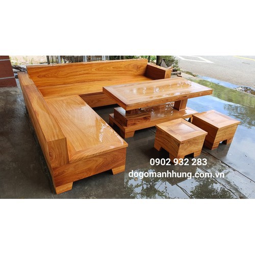 Bộ sofa gỗ gõ đỏ mẫu hiện đại, bộ bàn ghế salon phòng khách hiện đại Mã 09