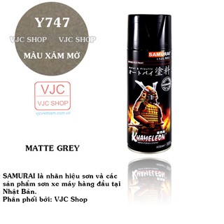 Chai sơn xịt sơn xe máy cao cấp SAMURAI sơn màu xám mờ Yamaha mã Y747 dung tích 400 ml