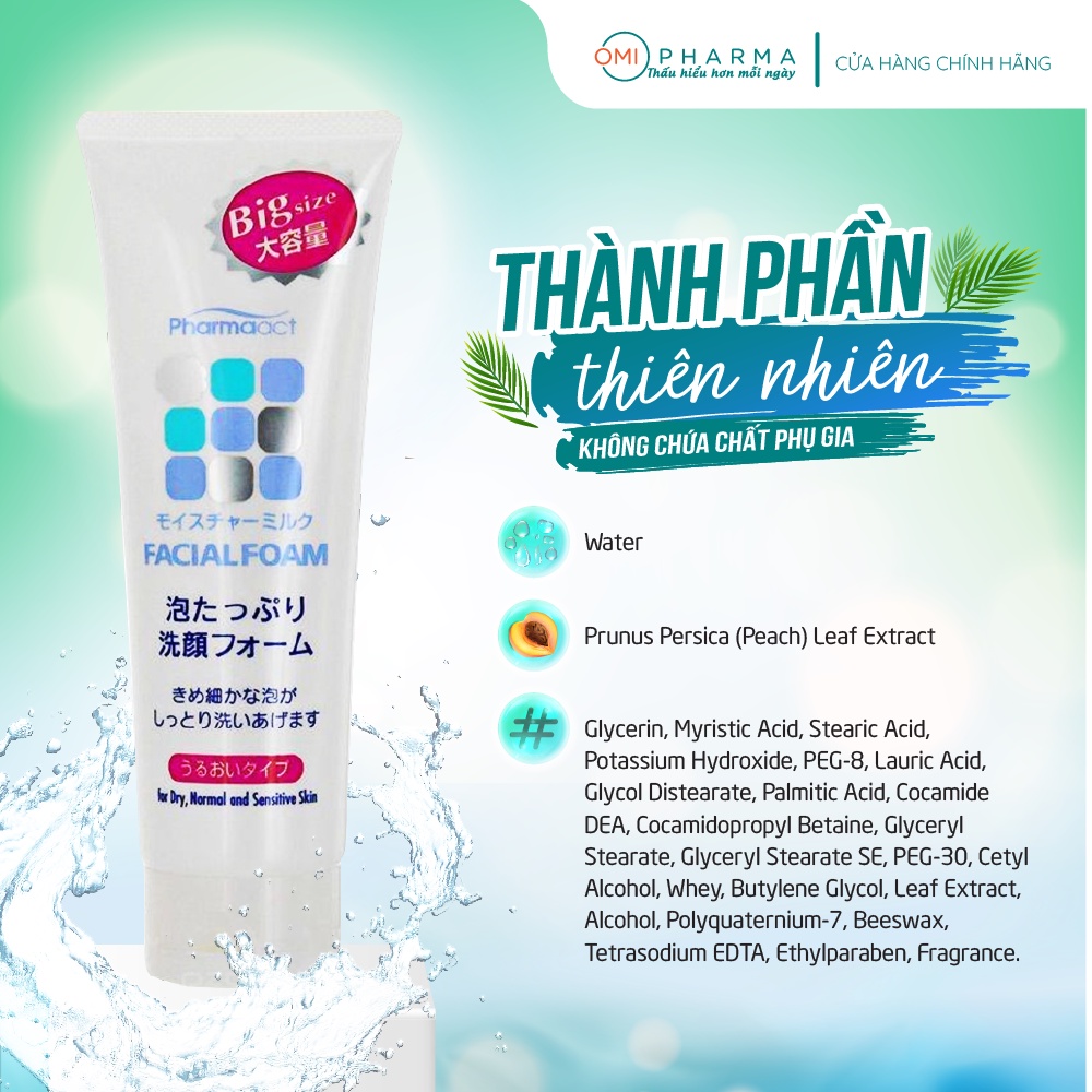 Sữa Rửa Mặt Dưỡng Ẩm Pharmaact Facial Foam Cho Da Thường, Da Khô Và Da Nhạy Cảm (160g)