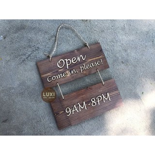 Combo 2 bảng gỗ Open/ Closed kèm theo giờ, dây treo độc đáo -  XƯỞNG LUXI DECOR
