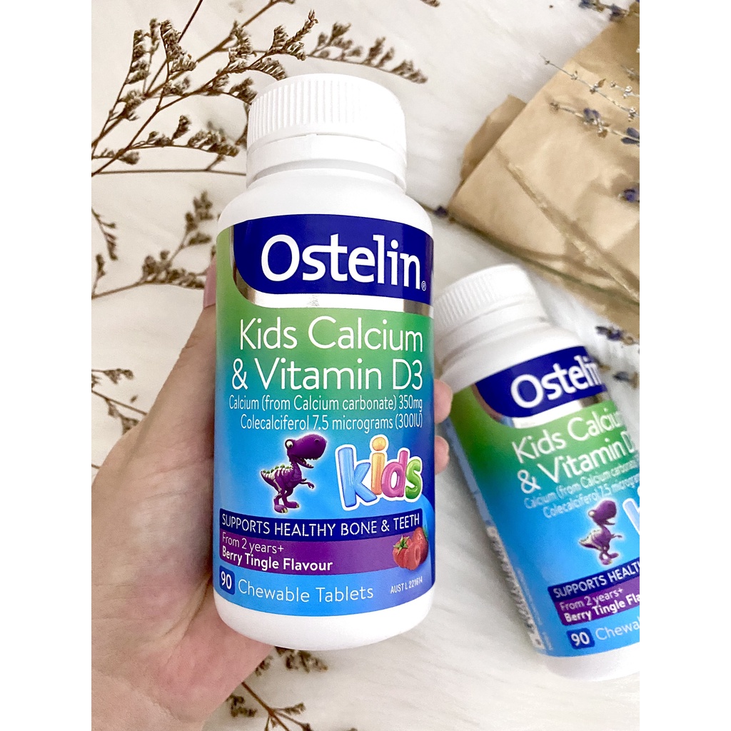 Vitamin D3 và Canxi cho bé [Úc] Ostelin Kids - 90 viên nhai - Cho bé từ 2 tuổi