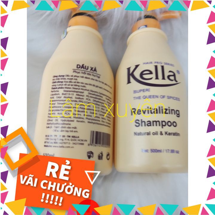 FREESHIPDầu gội xả Kella vàng phục hồi tóc hư 500ml chính hãng 100% giữ màu siêu thơm mềm mượt phủ lụa tóc đã uốn duỗi
