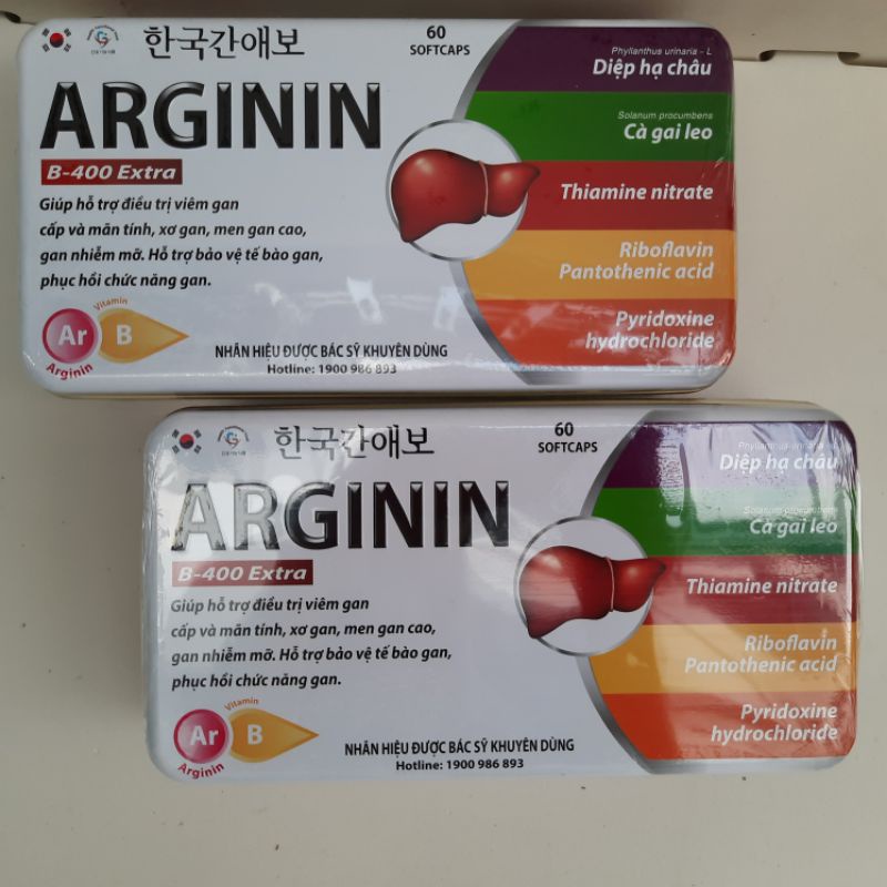 Bổ gan ARGININ B-400 EXTRA giúp bổ gan, tăng cường chức năng gan cho người uống nhiều rượu bia, xơ gan, gan nhiễm mỡ