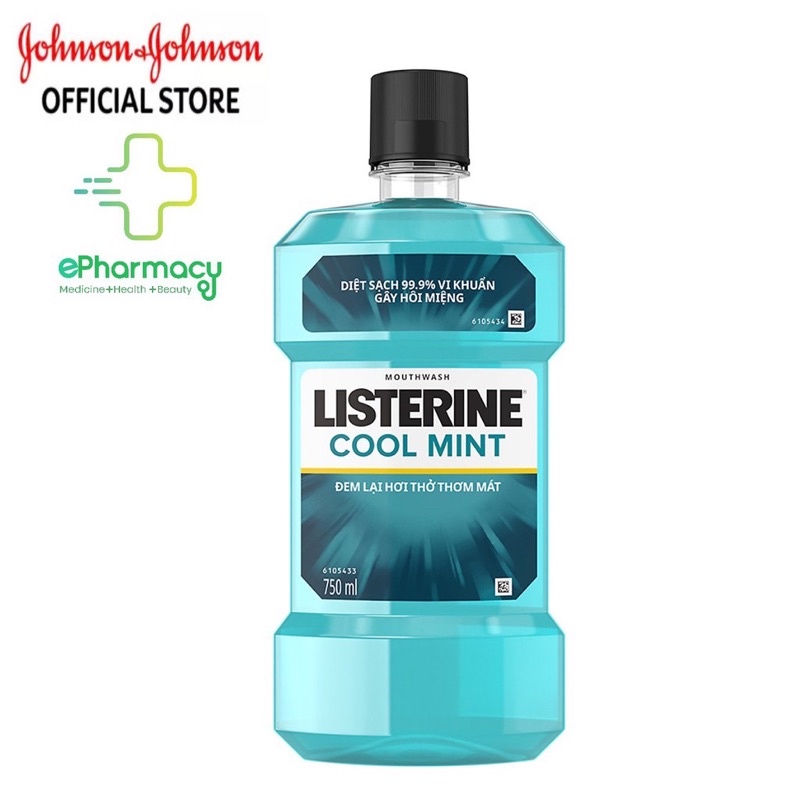 nước súc miệng Listerine cool mint diệt khuẩn giữ hơi thở thơm mát 750ml