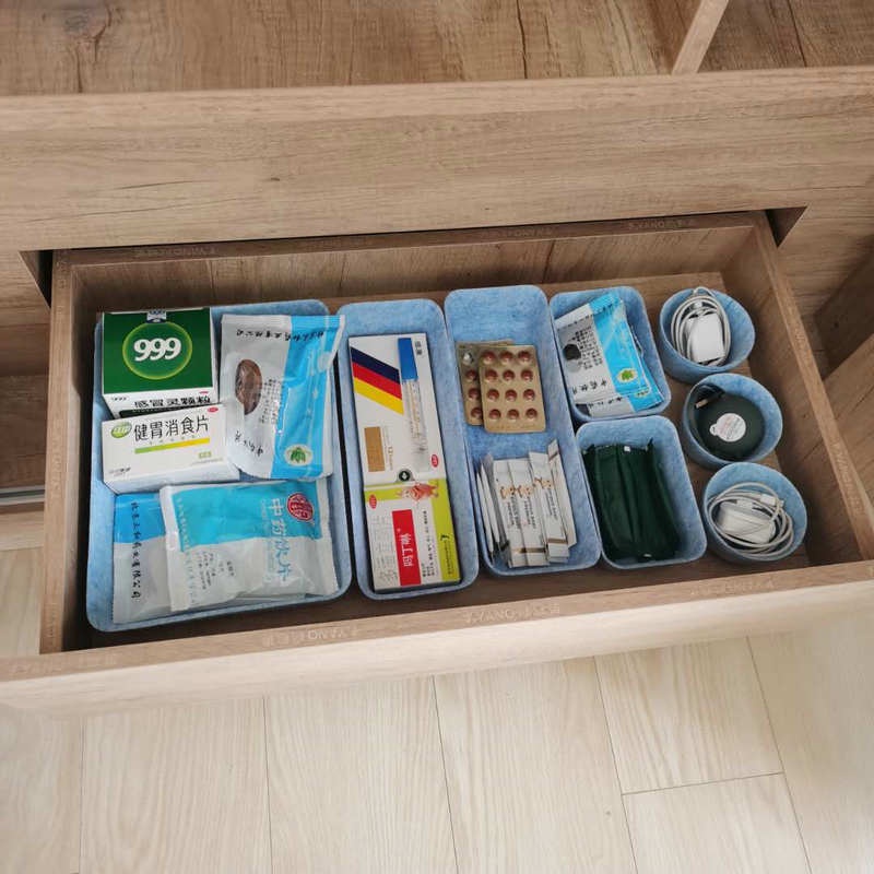 Bộ 8 khay đựng đồ JUJIAJIA bằng vải nỉ bỏ trong ngăn kéo phân loại gọn gàng cho văn phòng/nhà tắm/nhà bếp trong nhà