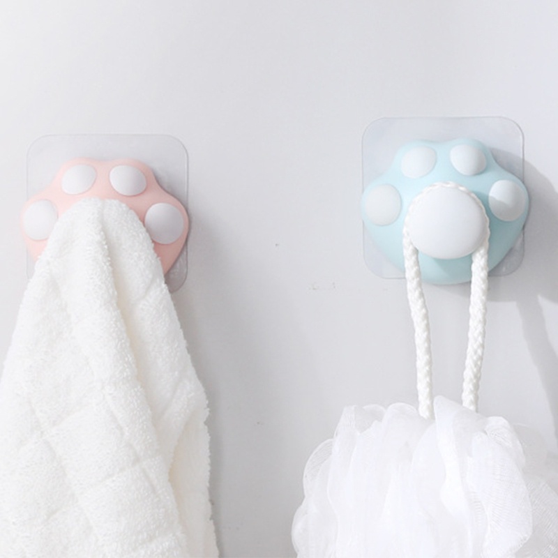 Móc Treo Đồ Dán Tường Tự Dính Họa Tiết Chân Mèo Hoạt Hình Đáng Yêu