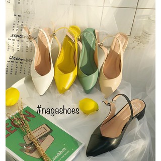GIÀY CAO GÓT NAGASHOES MŨI NHỌN 3P PHỐI CHỈ NAC106