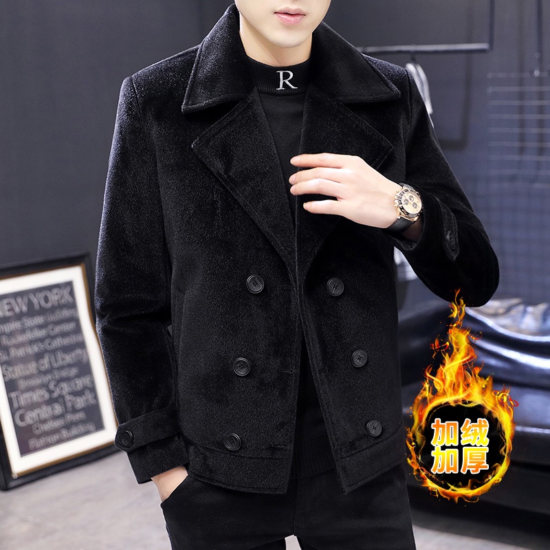Áo khoác dạ nam hàn quốc lót lông cổ vest phong cách trẻ trung hiện đại hàng cao cấp