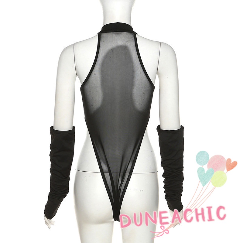 DUNEA Bộ Áo Liền Quần Cổ Tròn Gợi Cảm Kèm Găng Tay L0915