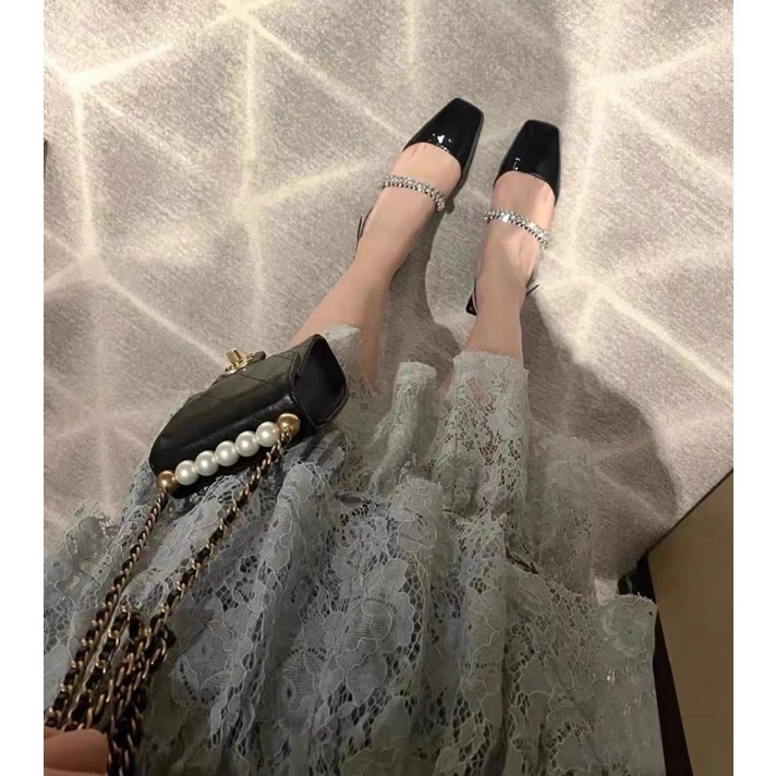 Giày slingback mũi vuông quai đính đá ✨ MUST - HAVE