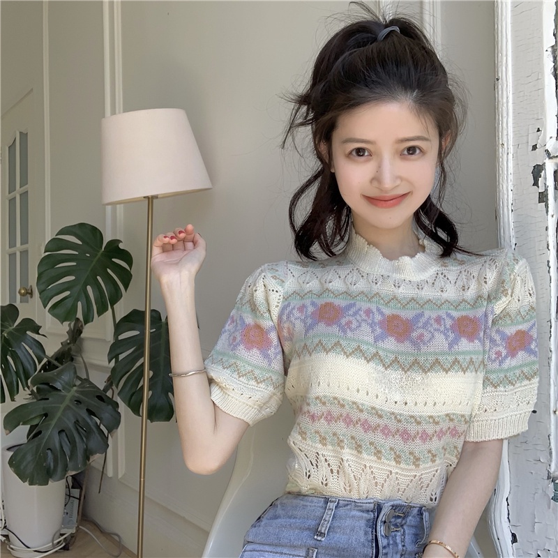 Áo Sweater Ngắn Tay Thời Trang Mùa Hè Xinh Xắn