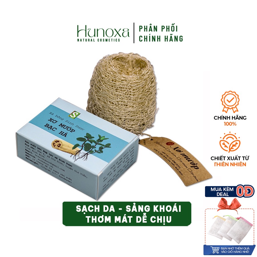 Xà bông Sinh Dược Xơ Mướp Bạc Hà, xà phòng làm sạch và mềm da chiết xuất 100% từ thiên nhiên, an toàn - HUNOXA