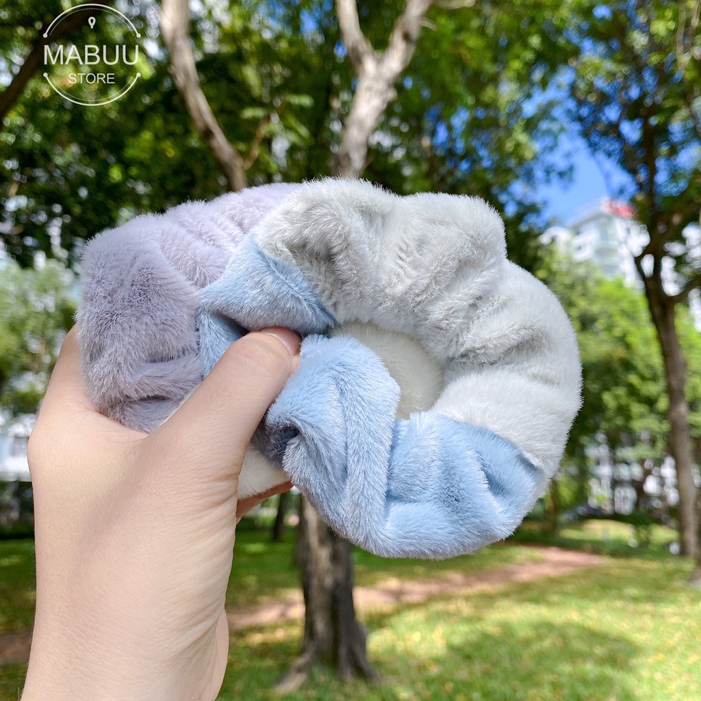 [Mã FAMARAL1 giảm 10K đơn 50K]Dây buộc tóc scrunchies lông nhung phối màu siêu mềm mịn 2020