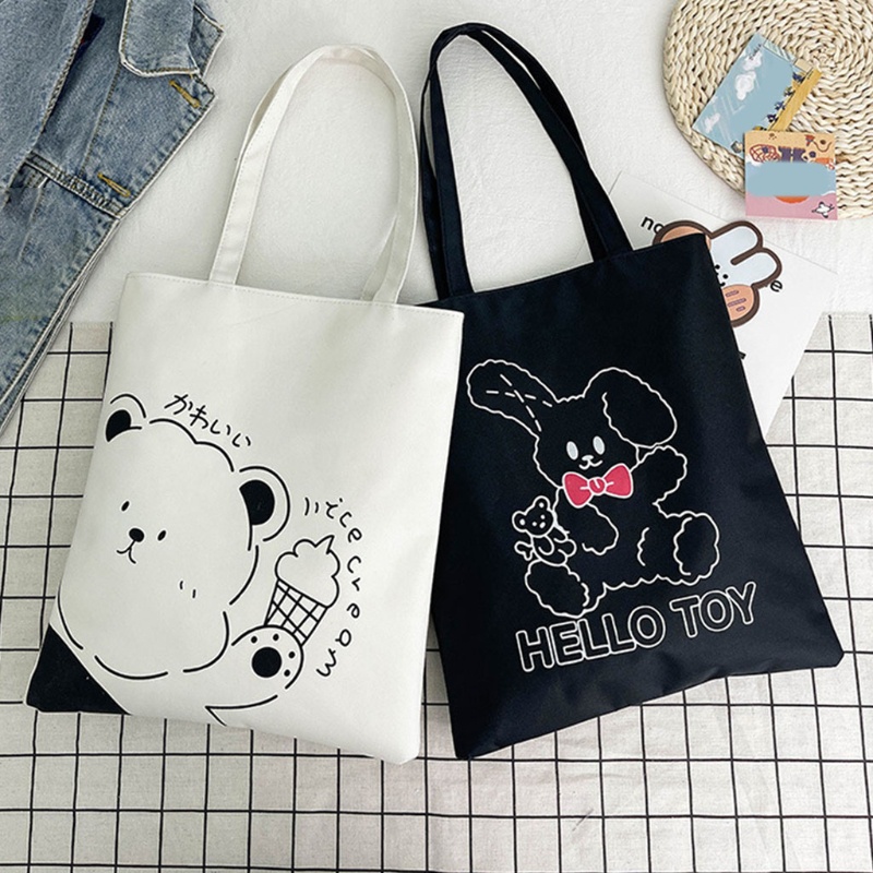 Túi Xách Tote Vải Canvas Cỡ Lớn In Họa Tiết Động Vật Có Khóa Kéo Cho Nữ