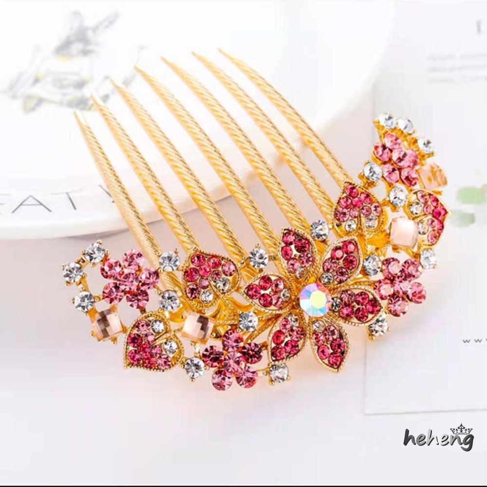 Lược Cài Tóc Hình Hoa Đính Đá Pha Lê 9.20 * 8.90 * 1.00cm