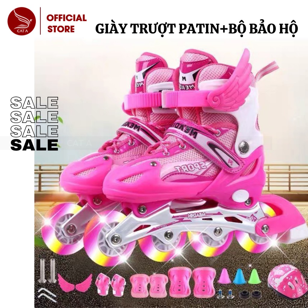 [FLASH SALE] Giày trượt Patin cao cấp cho trẻ em và người lớn- Giày Patin phát sáng có bảo hộ Chân, Tay, Mũ !