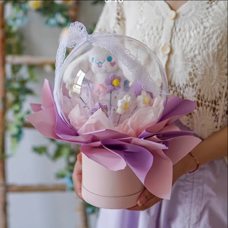 [Hàng Hoàn Thiện] Ống Hoa Hoạt Hình Sáng Tạo Tự Làm Thủ Công Kết Hợp Móc Đan Hoa Bất Tử