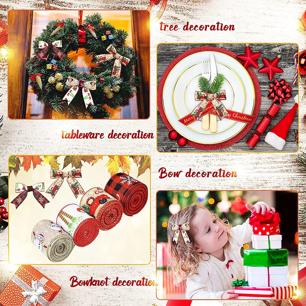 [Sản Phẩm Giáng Sinh] Dây Ruy Băng Bằng Vải Bố Thắt Nơ Đỏ Kiểm Tra / Xe Tải Giáng Sinh