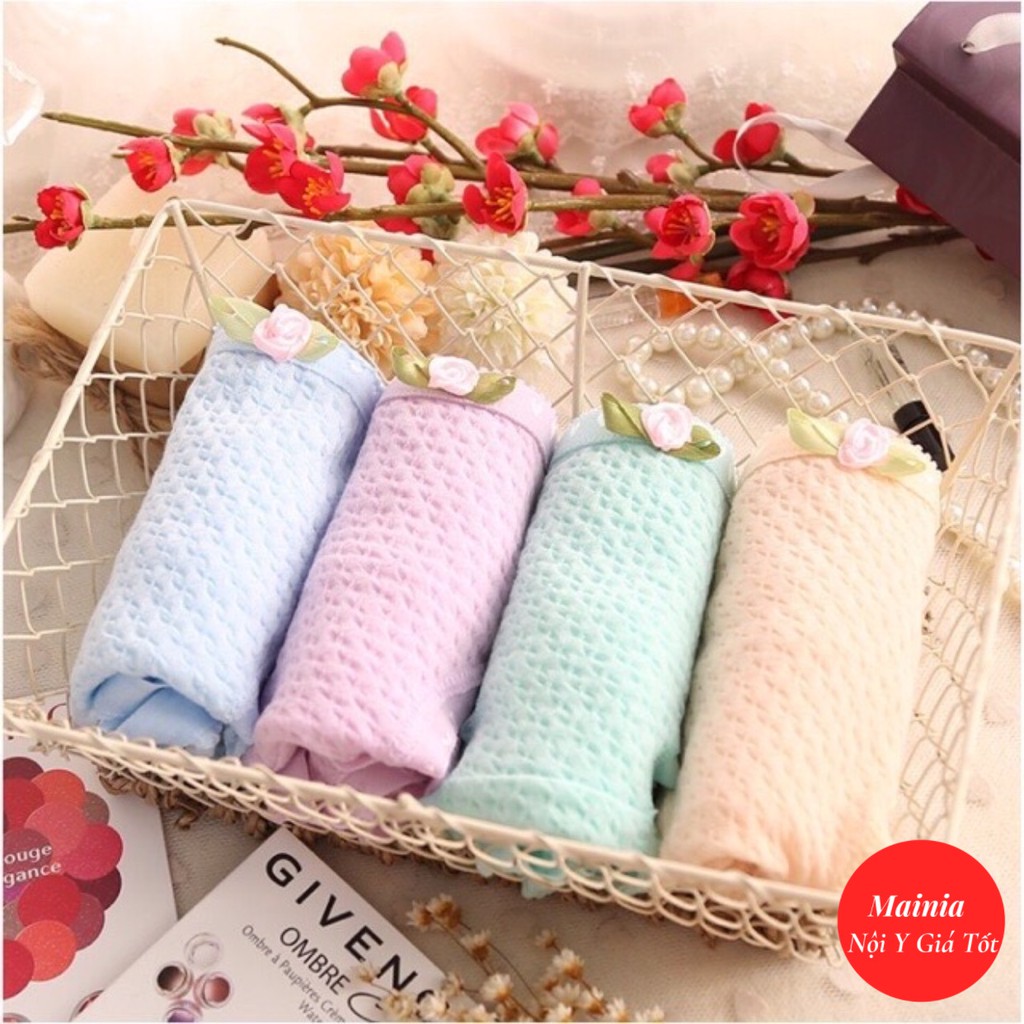 [L, XL] Quần Lót Thông Hơi Đính Hoa Hồng Freesize Chíp Nữ Cotton Xinh Xắn Mainia Shop