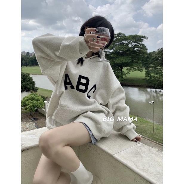 Áo khoác hoodie form rộng hoạ tiết chữ ABC