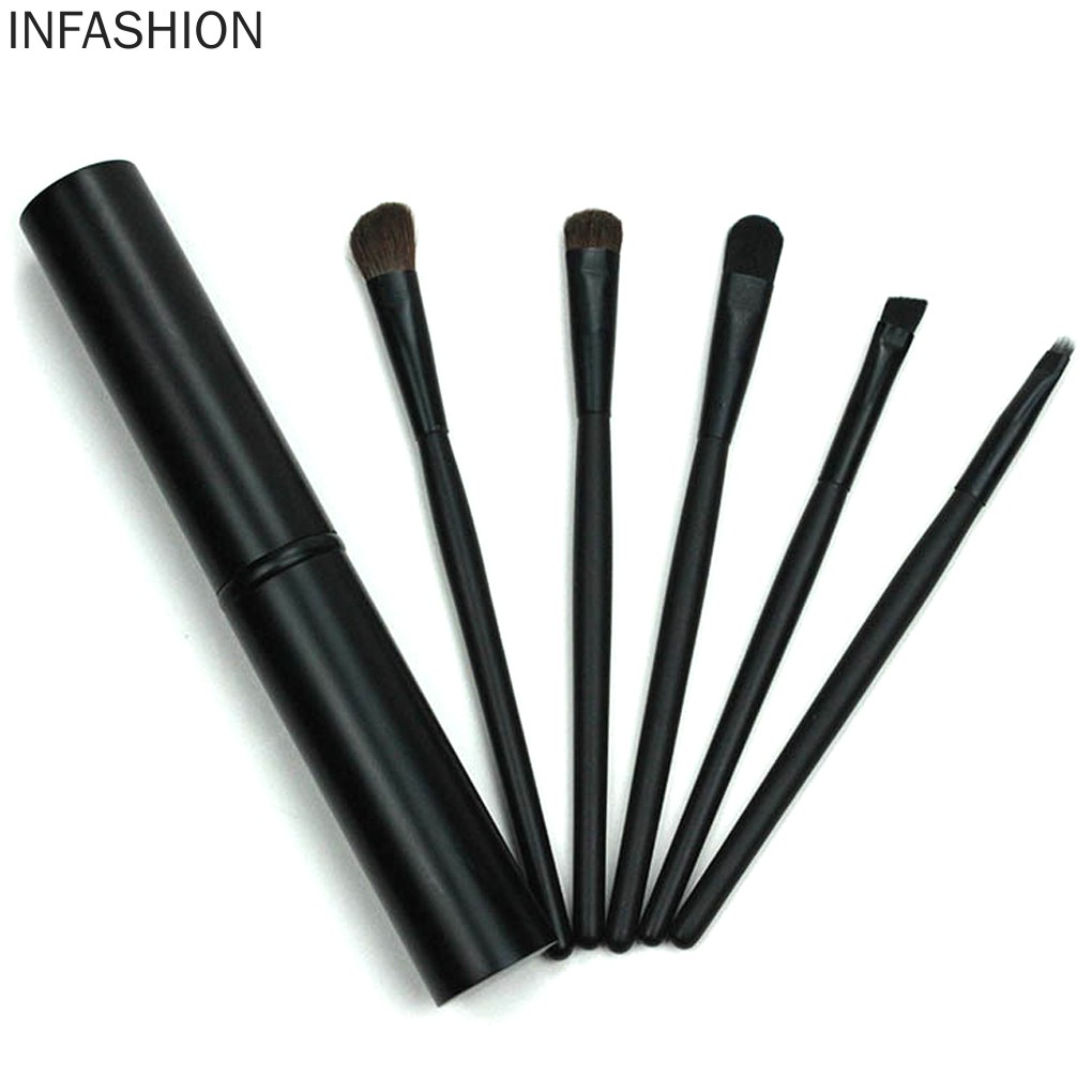 (Hàng Mới Về) Set 5 Cọ Trang Điểm Kèm Ống Đựng Tiện Dụng