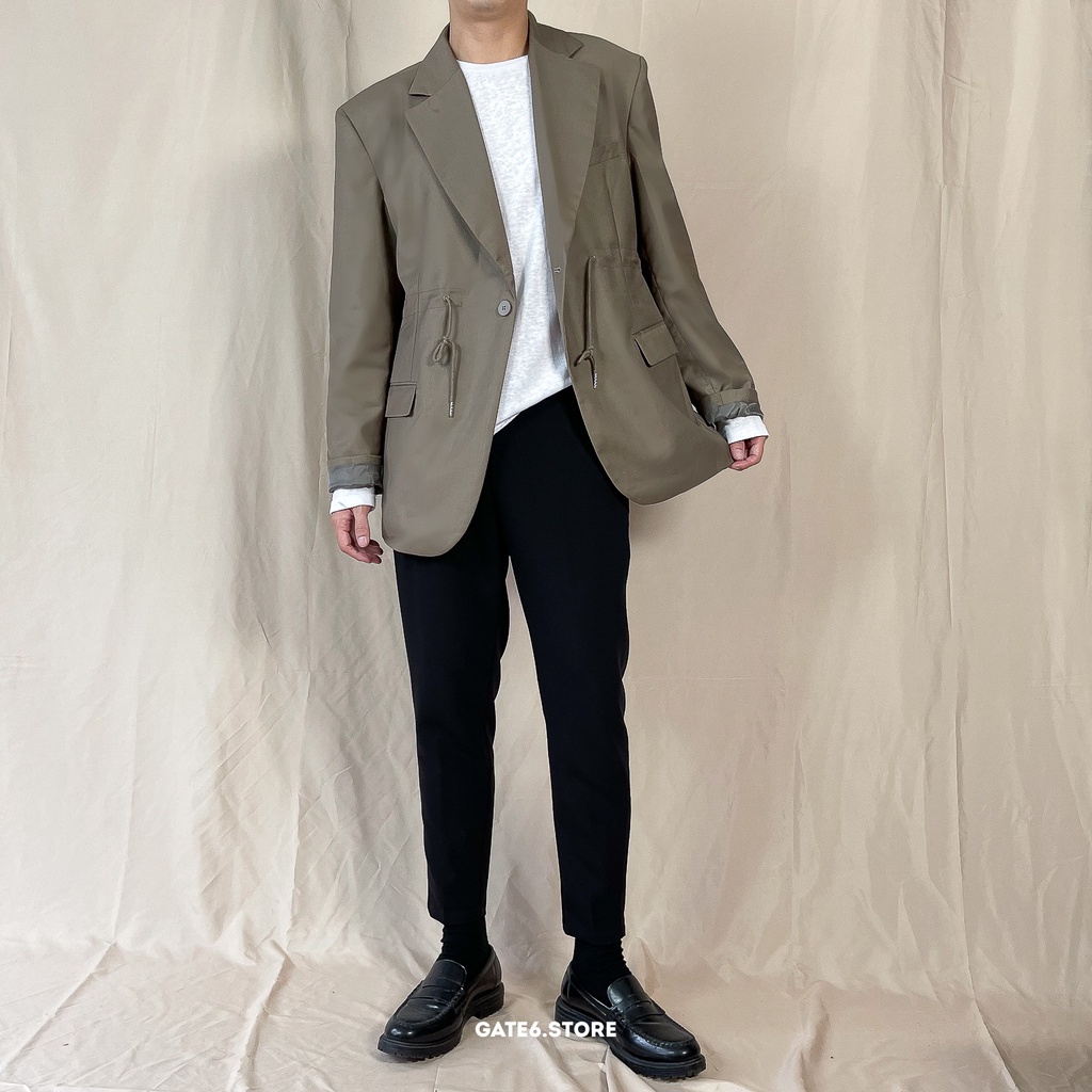 Áo khoác Blazer BB dáng lửng, vest Nam dây rút kiểu Hàn form regular GATE6 - #4706