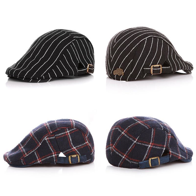 Nón Beret Họa Tiết Sọc Caro Thời Trang Cho Bé