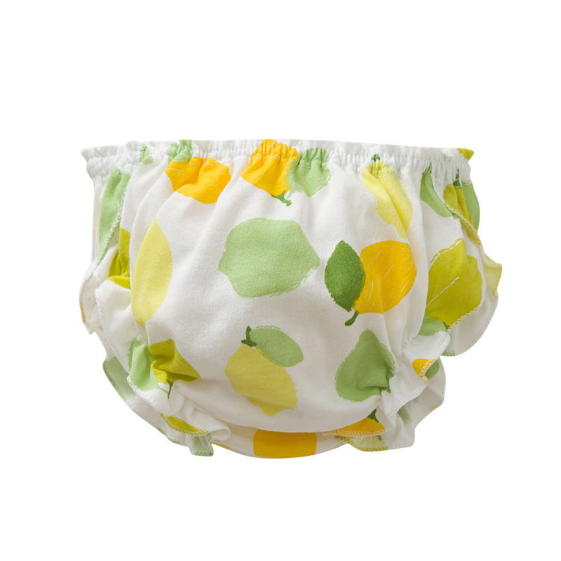 Quần Lót Cotton Phối Ren Họa Tiết Trái Cây Dễ Thương Cho Bé