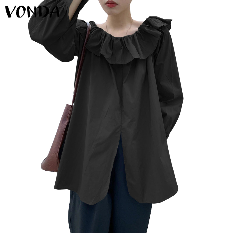 Áo VONDA trễ vai tay dài nhún bèo phong cách Hàn Quốc thời trang cao cấp
