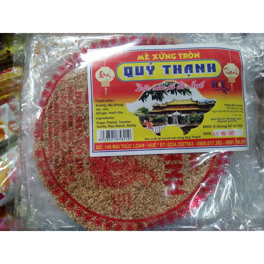 COMBO 2 GÓI KẸO MÈ XỬNG TRÒN QUÝ THẠNH LOẠI NGON DẺO, THƠM - gói 900gr gồm 10 cái