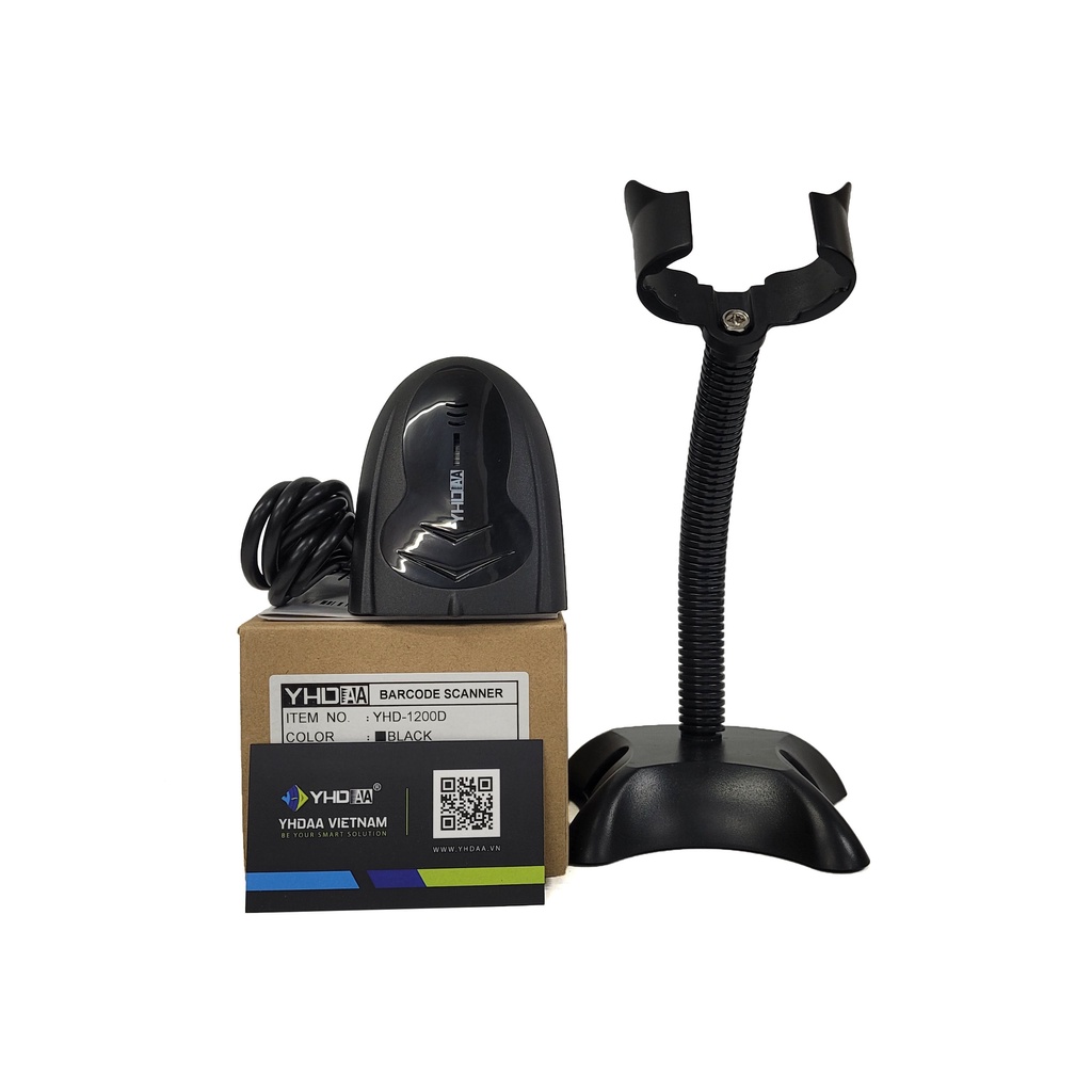 Máy quét mã vạch có dây YHD 1200D mẫu mới đọc mã vạch Barcode 1D Qrcode 2D dùng dây trực tiếp trên Máy tính, Laptop