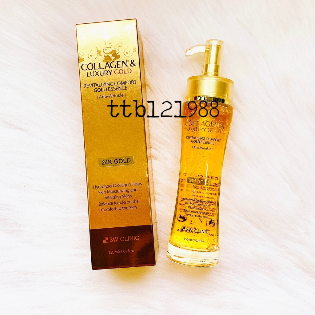 Tinh chất serum vàng 24k 3W Clinic Gold Luxury &amp; Collagen dưỡng sáng và làm chậm dấu hiệu lão hóa 150ml