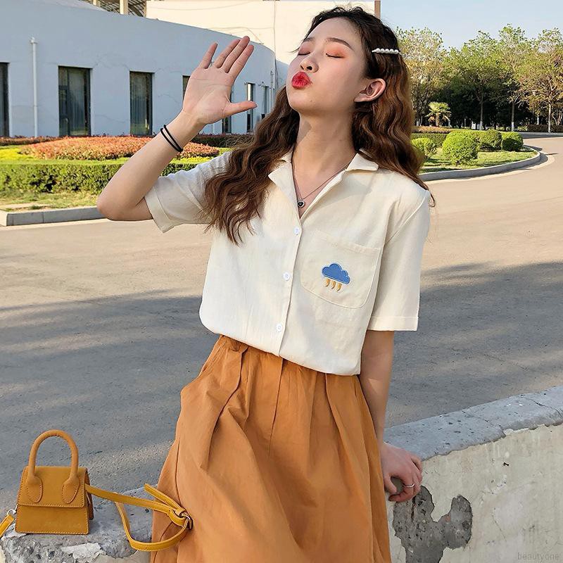 Áo kiểu tay ngắn chất Cotton hoạ tiết thêu cho phái nữ | BigBuy360 - bigbuy360.vn