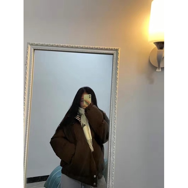 Áo phao béo phối cổ caro hot trend mẫu new