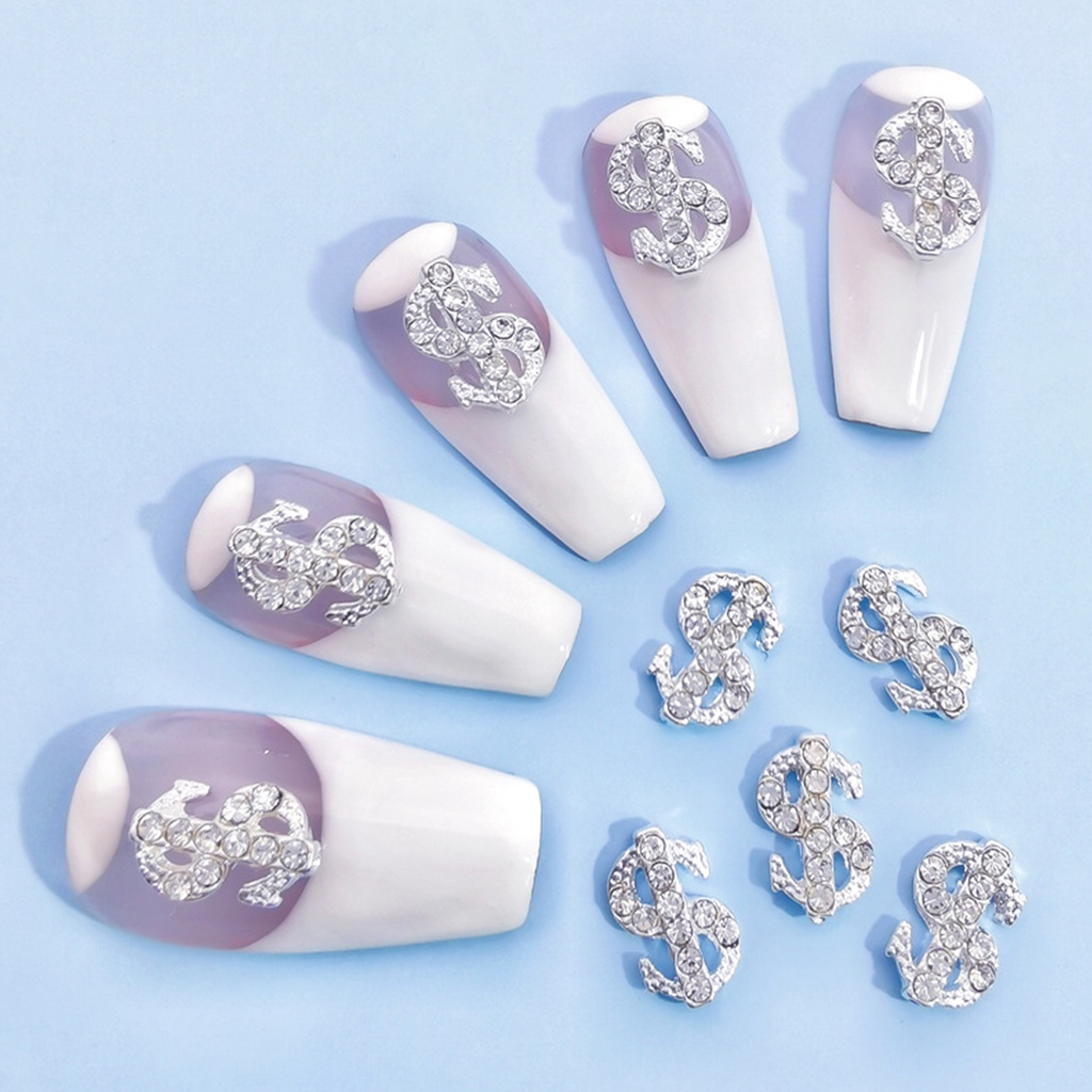 Túi 10 Phụ Kiện Trang Trí Móng Tay Hình Vương Miện 3D Bằng Hợp Kim Đẹp Mắt