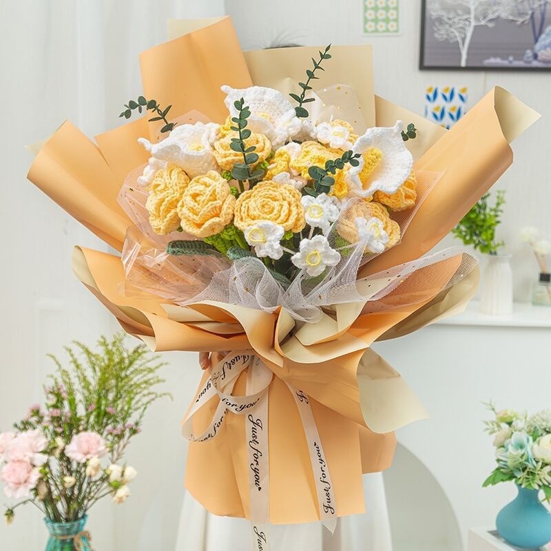 Bó Hoa Đan Len Thủ Công Làm Quà Tặng Sinh Nhật / Valentines