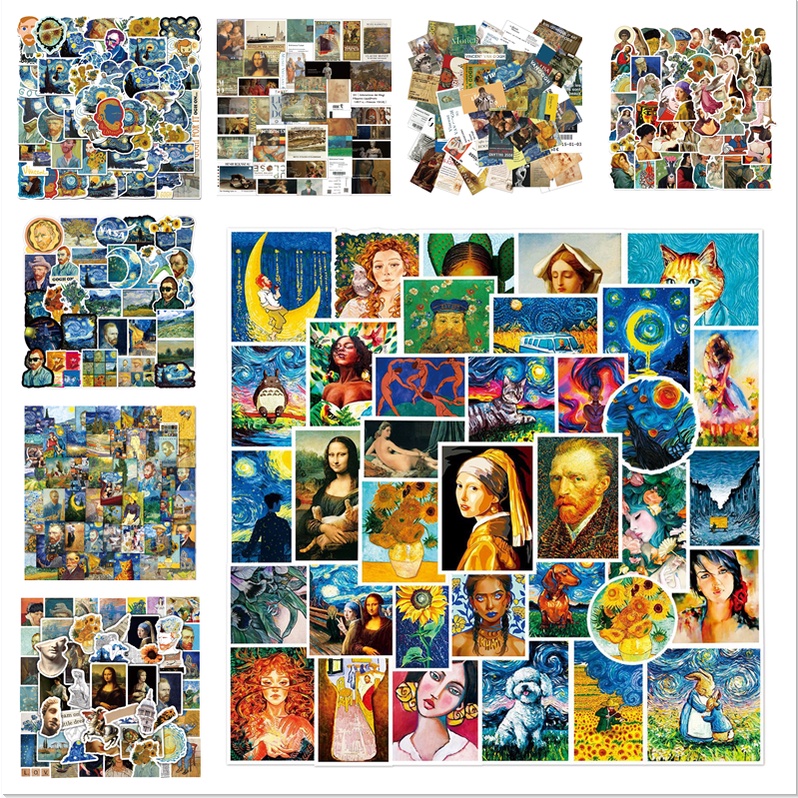 Nhãn Dán Trang Trí Hành Lý/Xe Máy/Xe Hơi/Va Li Họa Tiết Van Gogh