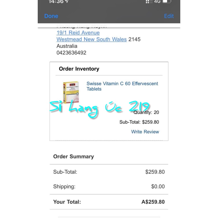 Viên sủi Swisse High Strength Vitamin C 1000mg ống 20 viên