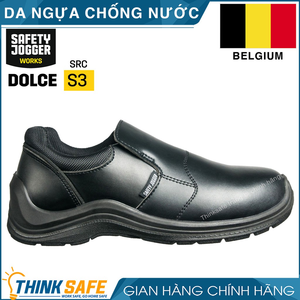 Giày bảo hộ jogger Thinksafe, không dây, da bò cao cấp thoáng khí, chống nước, đinh, trơn trượt, dùng xưởng, bếp - Dolce