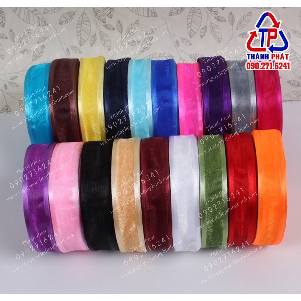 Ruy băng voan viền 2cm xinh dùng trang trí hộp bánh