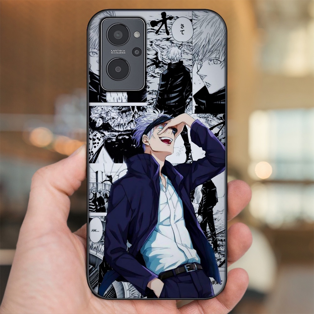 Ốp lưng Realme 9i viền đen in hình Satoru Jujutsu Kaisen
