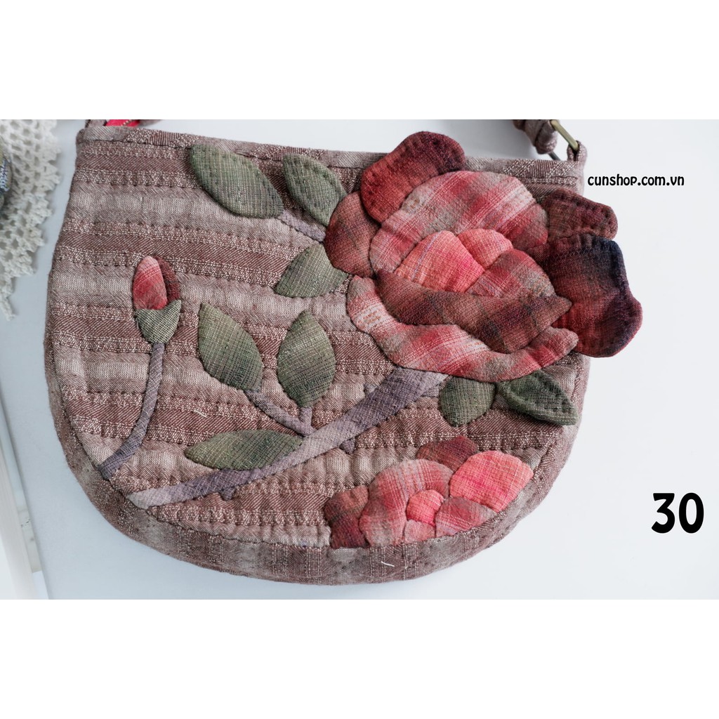 Rập và bộ kit tự làm quilting túi đeo chéo hoa hồng 3d