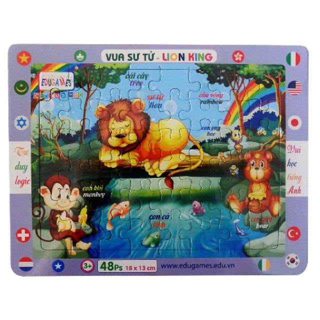 Xếp hình giấy Edugames có khung, 48 miếng, 18×13cm