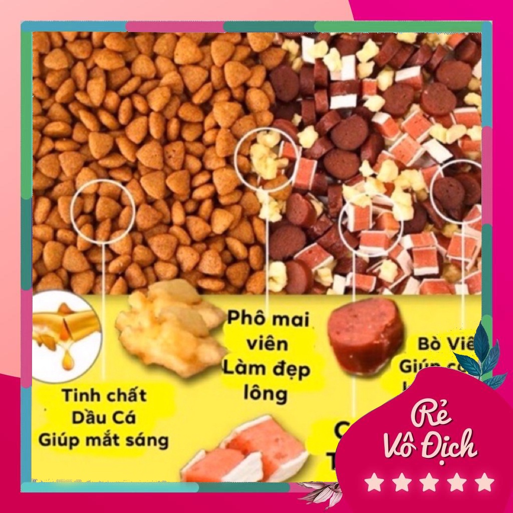 [Bao 2.5kg-SHIP HOẢ TỐC HCM] Hạt thức ăn cho chó Captain trộn bò,phô mai, cá hồi ( đặc biệt cho chó KÉN ĂN)