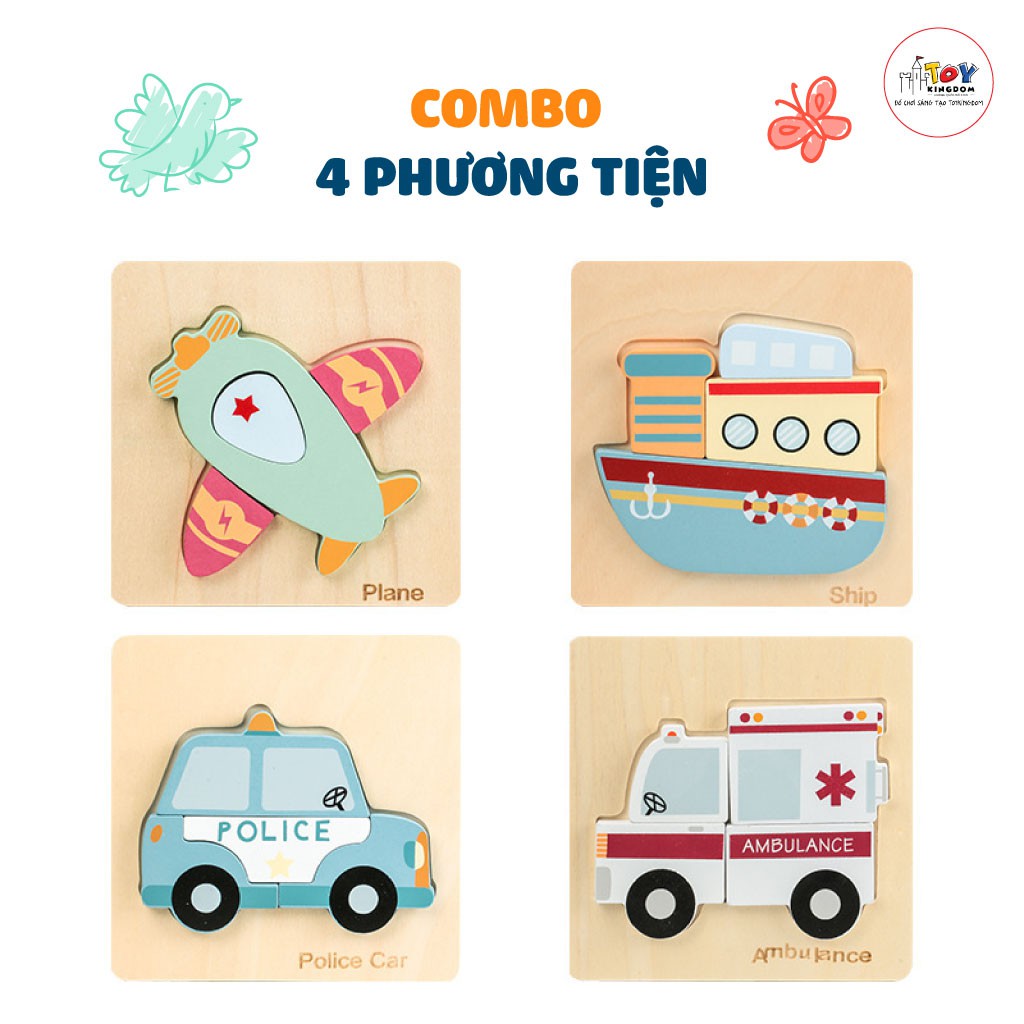 Combo 4 Bộ Xếp Hình Gỗ An Toàn Cho Trẻ Theo Từng Chủ Đề