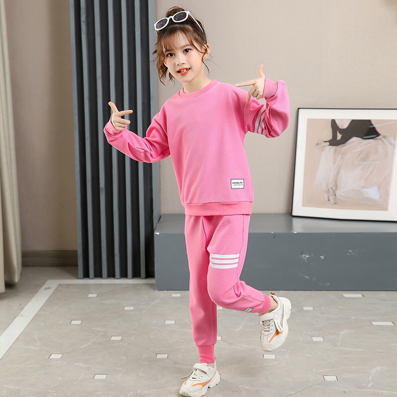 Bộ quần áo thu đông trẻ em 12-46kg dành cho cả bé trai và bé gái mẫu 3 Gạch chất nỉ da cá dày dặn giữ ấm tốt