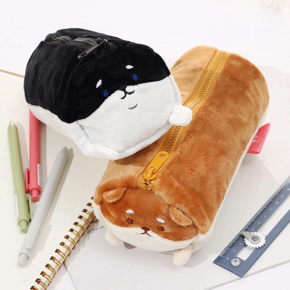 Túi Đựng Bút/Mỹ Phẩm Hình Chó Shiba Nhồi Bông Dễ Thương Sức Chứa Lớn Nhiều Màu Sắc