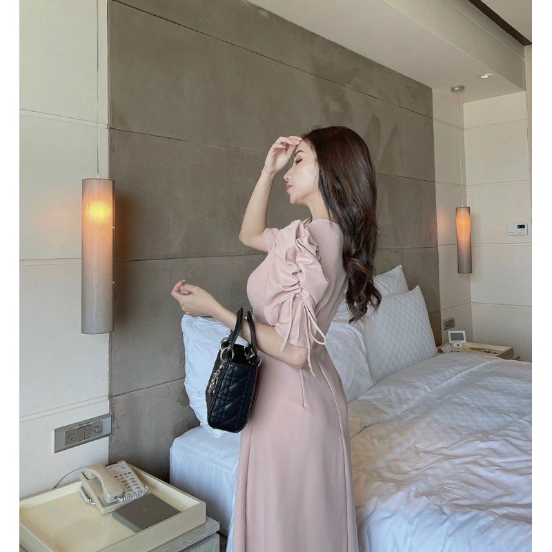 Đầm dự tiệc tay phồng rút đính hạt Teca Dress